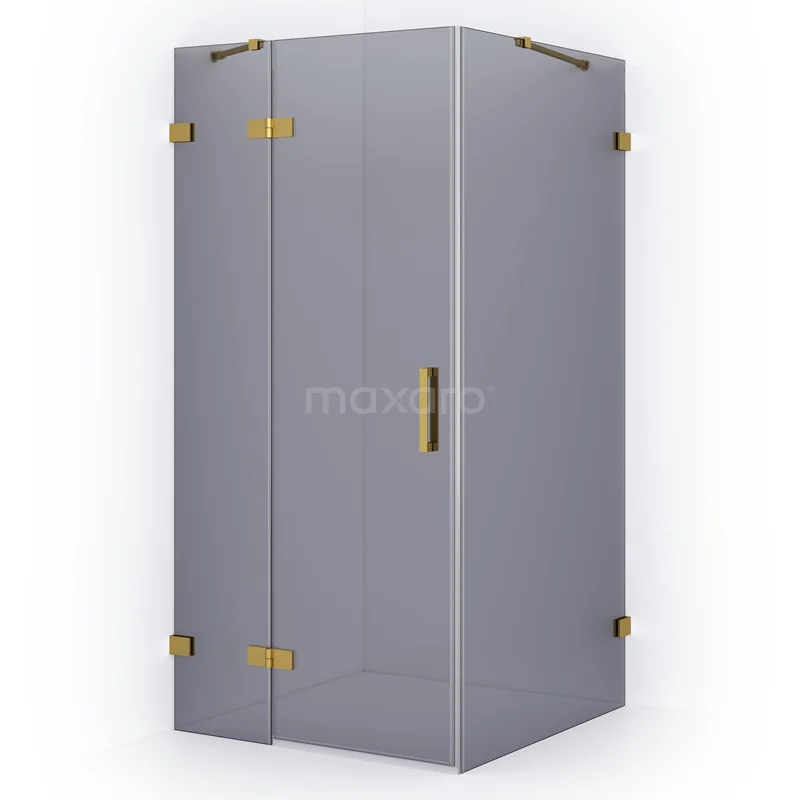 Diamond Shower enclosure | 110x100 cm Gold Smoke glass Pivot door Rectangle CDB216510421GG