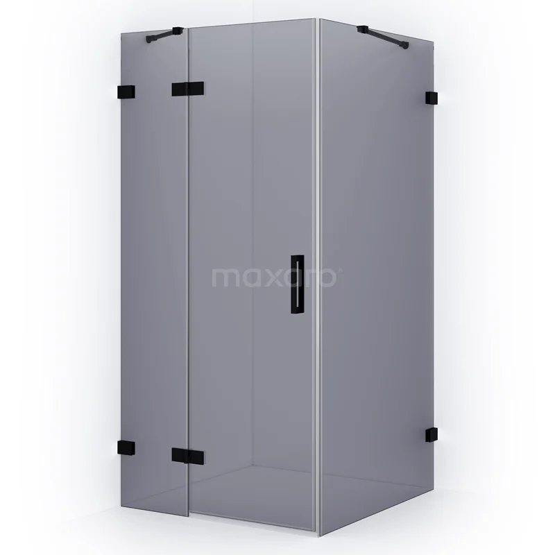 Diamond Shower enclosure | 110x90 cm Matte black Smoke glass Pivot door Rectangle CDB216509421MB