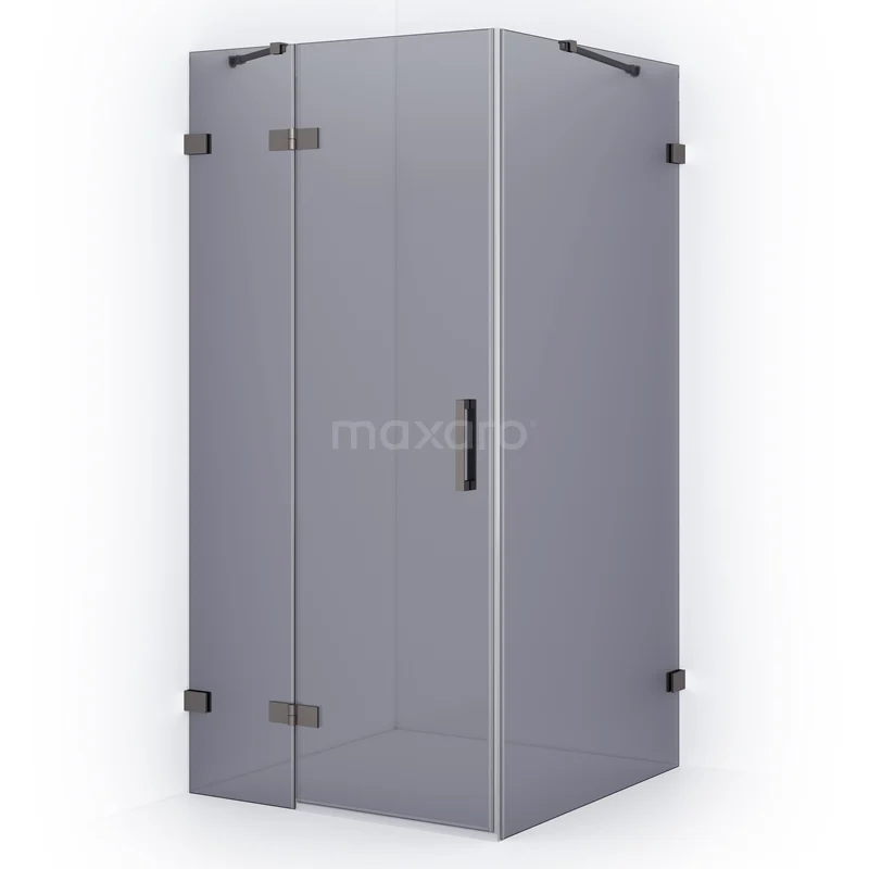Diamond Shower enclosure | 110x90 cm Black metal Smoke glass Pivot door Rectangle CDB216509421ZM