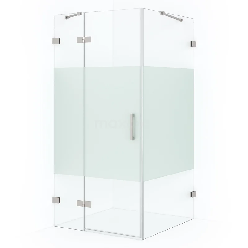 Diamond Shower enclosure | 100x100 cm Stainless steel Clear with matt strip Pivot door Square CDB214610423BR