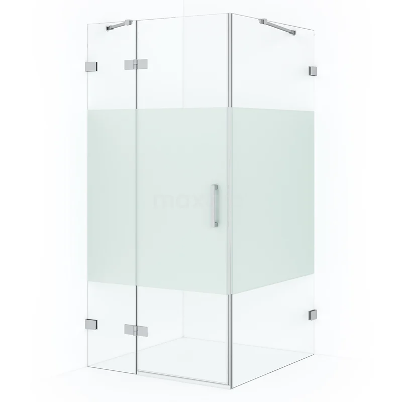 Diamond Shower enclosure | 100x100 cm Chrome Clear with matt strip Pivot door Square CDB214610423C