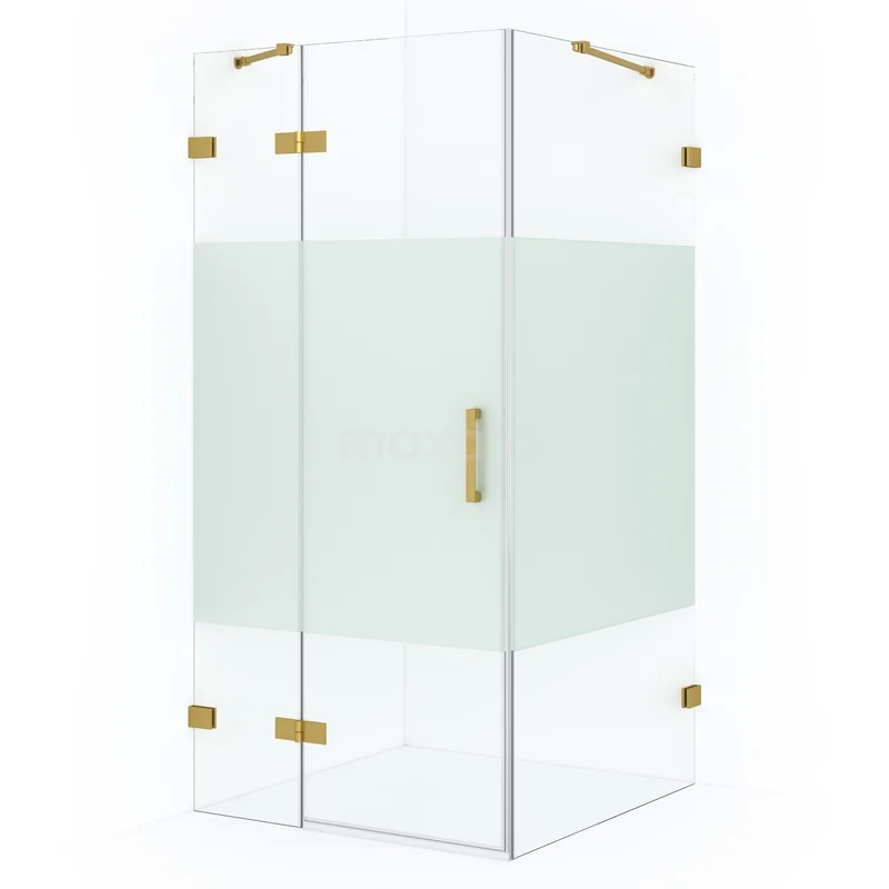 Diamond Shower enclosure | 100x90 cm Gold Clear with matt strip Pivot door Rectangle CDB214609423GG