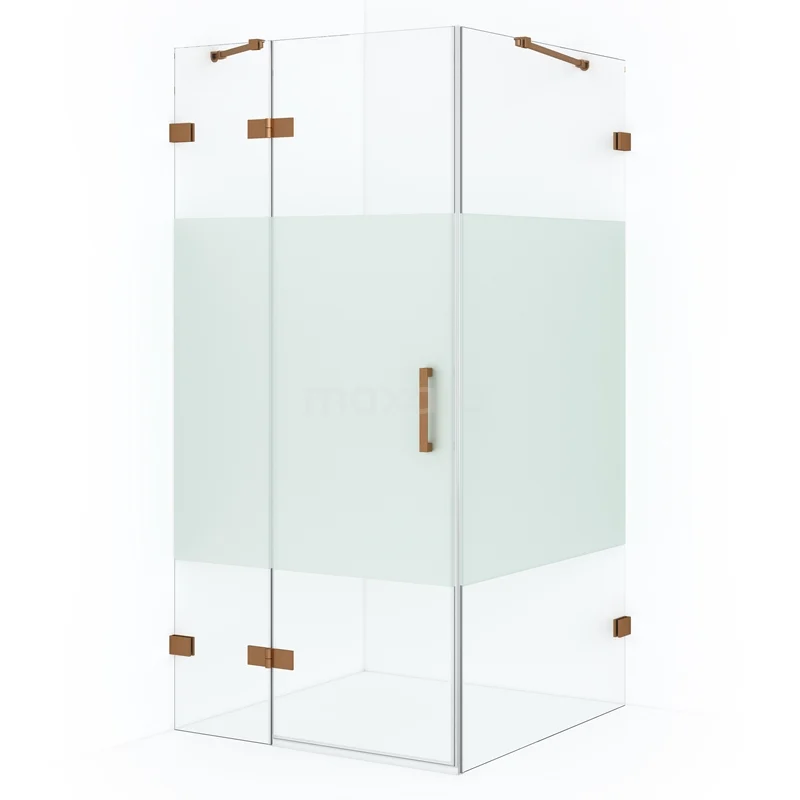 Diamond Shower enclosure | 100x90 cm Copper Clear with matt strip Pivot door Rectangle CDB214609423KP