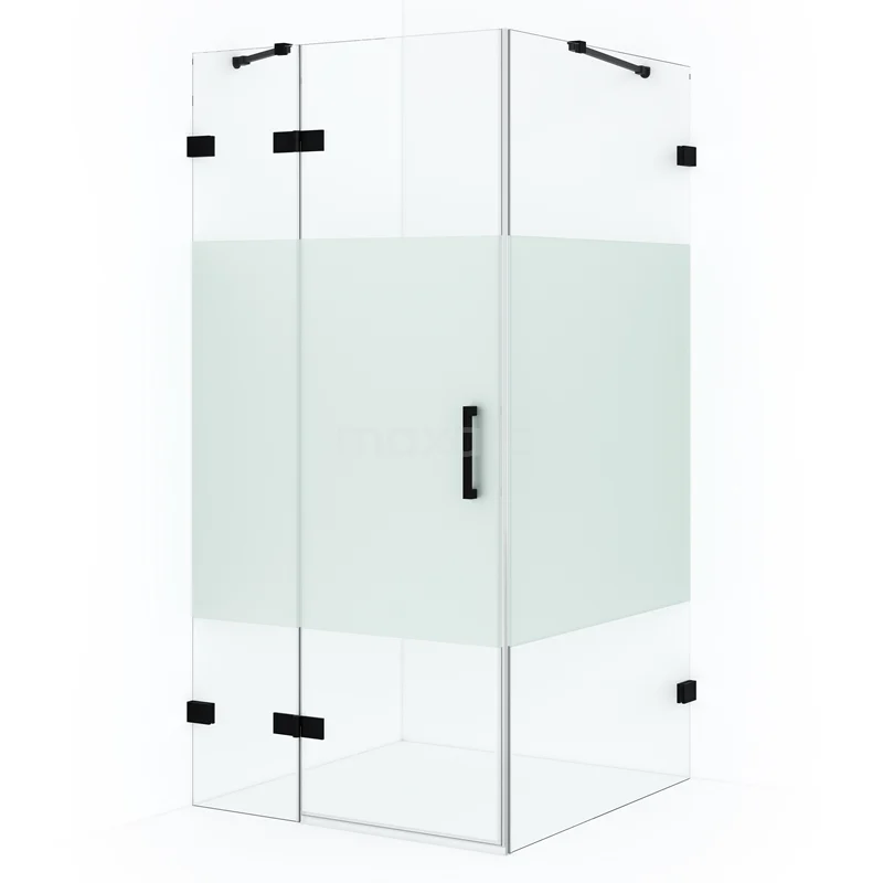 Diamond Shower enclosure | 100x90 cm Matte black Clear with matt strip Pivot door Rectangle CDB214609423MB