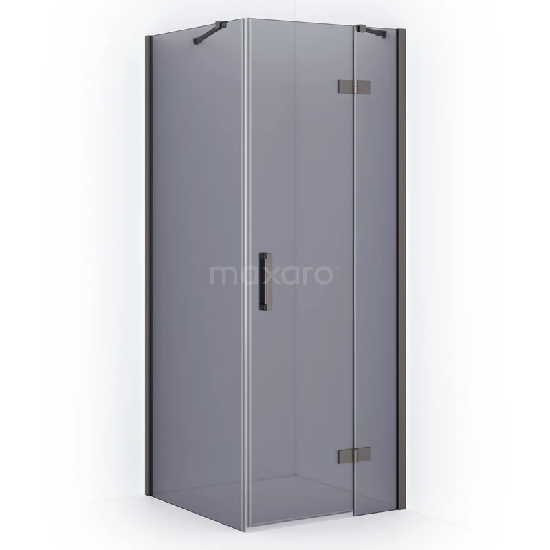 Diamond Shower enclosure | 80x80 cm Black metal Smoke glass Pivot door Square CDB223508411ZMN
