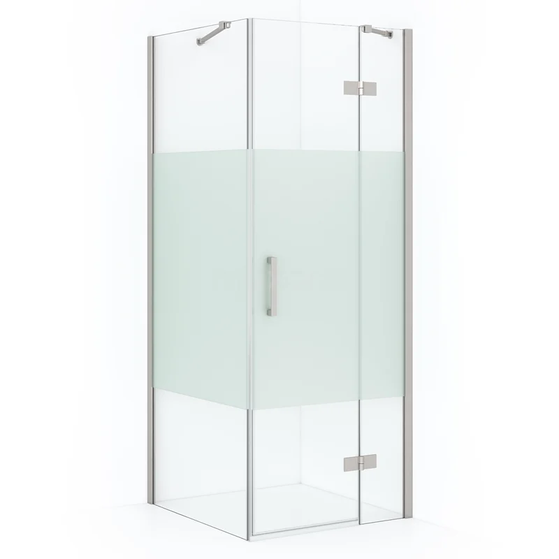 Diamond Shower enclosure | 80x80 cm Stainless steel Clear with matt strip Pivot door Square CDB223508413BR