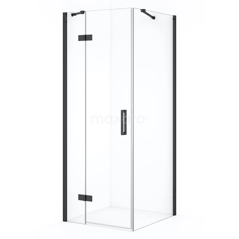 Diamond Shower enclosure | 90x80 cm Black chrome Clear glass Pivot door Rectangle CDB213608410BCN