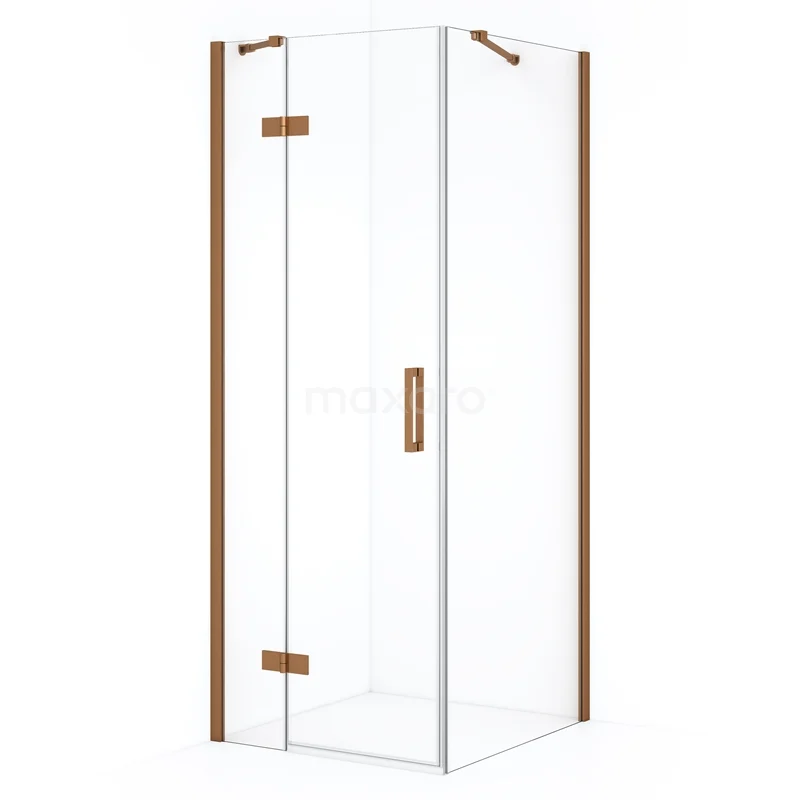 Diamond Shower enclosure | 80x80 cm Copper Clear glass Pivot door Square CDB213508410KP
