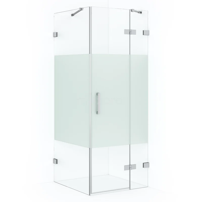 Diamond Shower enclosure | 80x80 cm Chrome Clear with matt strip Pivot door Square CDB223508423C
