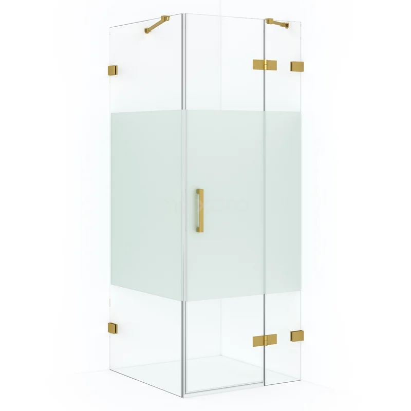 Diamond Shower enclosure | 80x80 cm Gold Clear with matt strip Pivot door Square CDB223508423GG