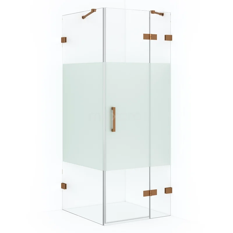 Diamond Shower enclosure | 80x80 cm Copper Clear with matt strip Pivot door Square CDB223508423KP