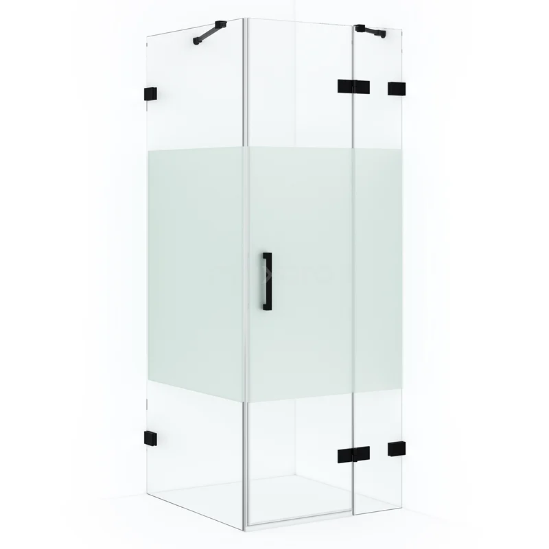 Diamond Shower enclosure | 80x80 cm Matte black Clear with matt strip Pivot door Square CDB223508423MB