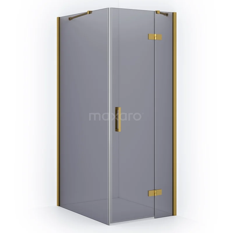 Diamond Shower enclosure | 90x80 cm Gold Smoke glass Pivot door Rectangle CDB223509411GGN