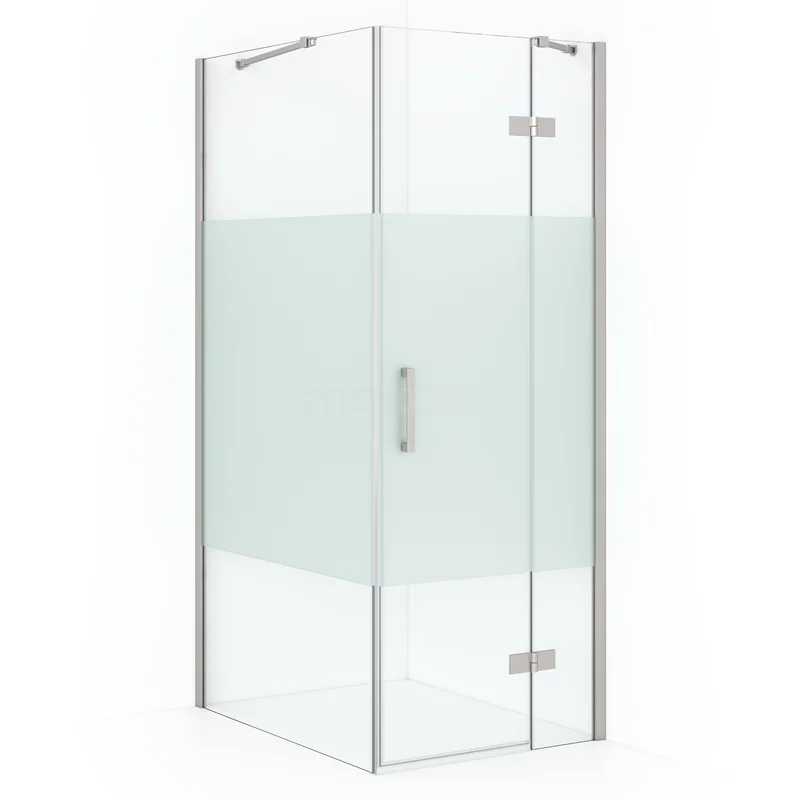 Diamond Shower enclosure | 100x80 cm Stainless steel Clear with matt strip Pivot door Rectangle CDB223510413BR