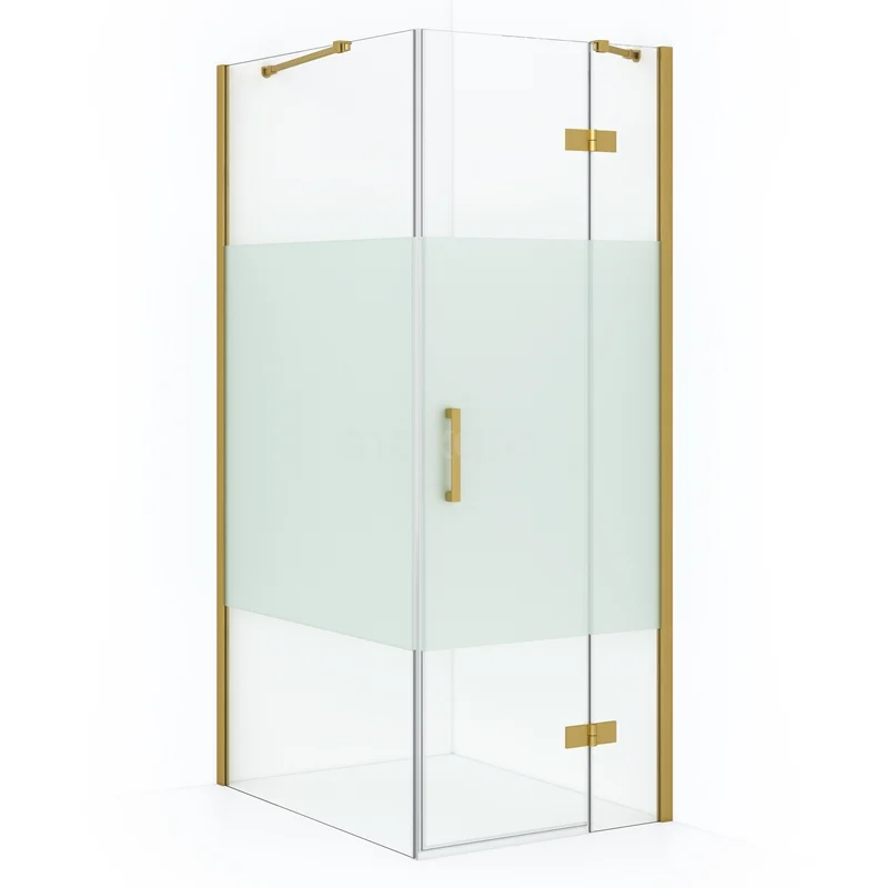 Diamond Shower enclosure | 100x80 cm Gold Clear with matt strip Pivot door Rectangle CDB223510413GGN