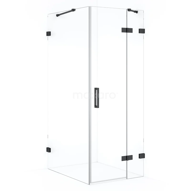 Diamond Shower enclosure | 90x90 cm Black chrome Clear glass Pivot door Square CDB223609420BC