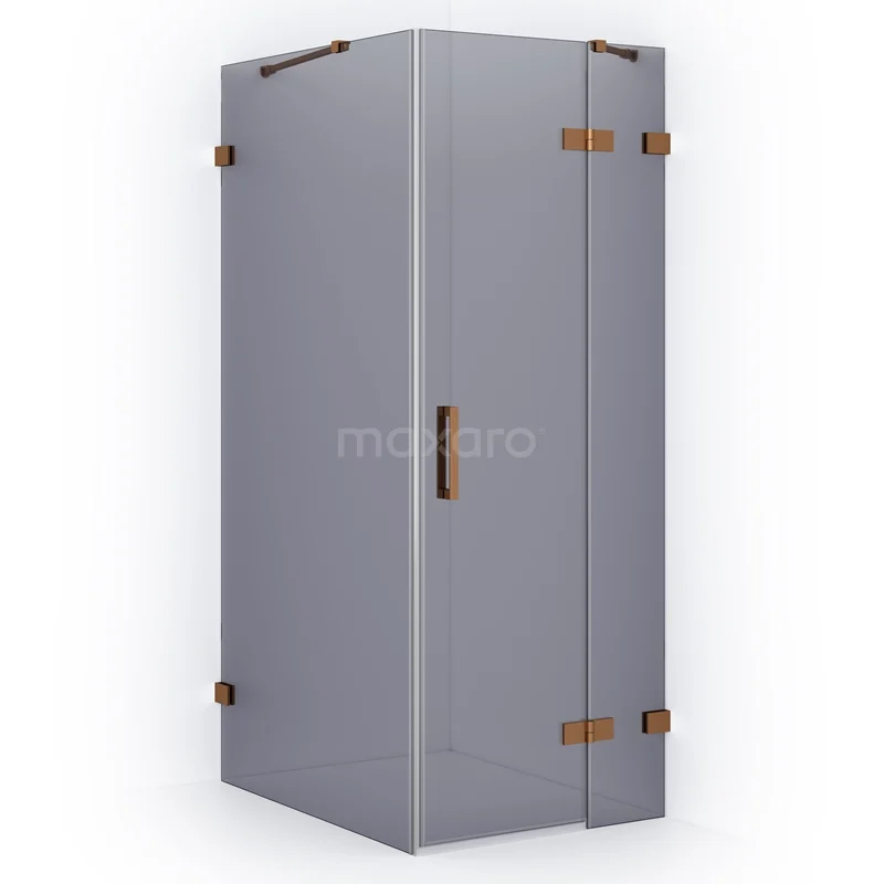 Diamond Shower enclosure | 90x90 cm Copper Smoke glass Pivot door Square CDB223609421KP