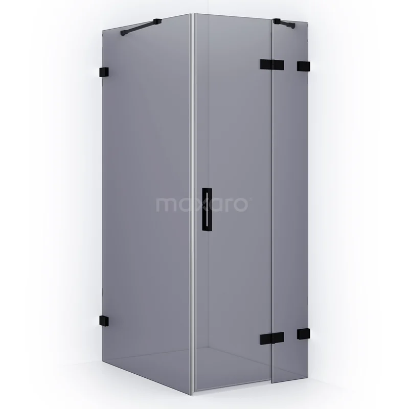 Diamond Shower enclosure | 90x90 cm Matte black Smoke glass Pivot door Square CDB223609421MB