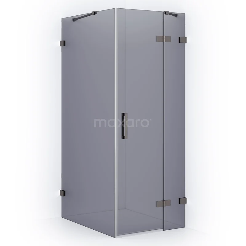 Diamond Shower enclosure | 100x90 cm Black metal Smoke glass Pivot door Rectangle CDB223610421ZM