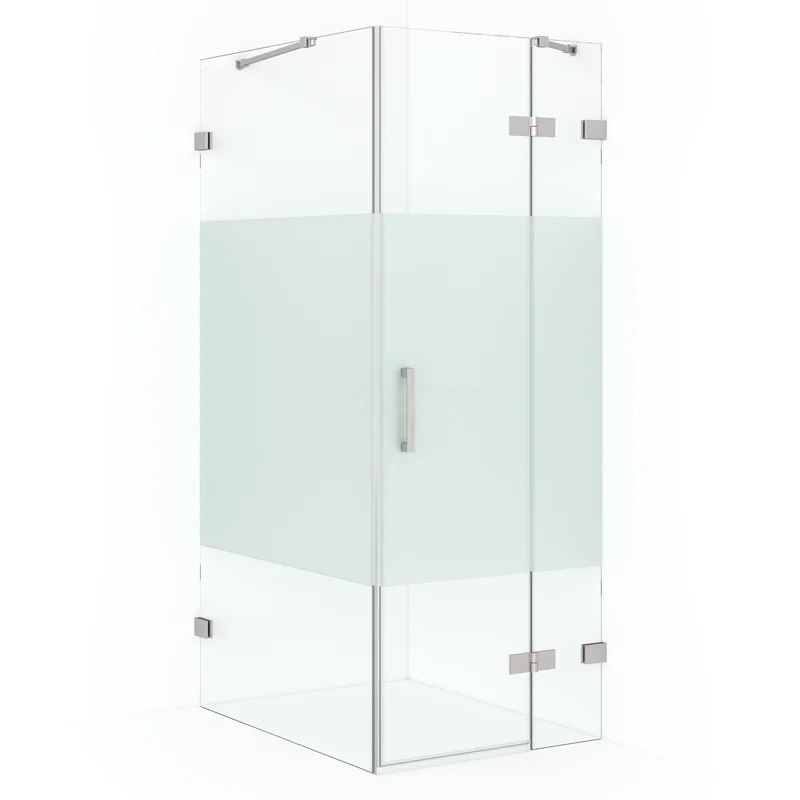 Diamond Shower enclosure | 100x90 cm Stainless steel Clear with matt strip Pivot door Rectangle CDB223610423BR