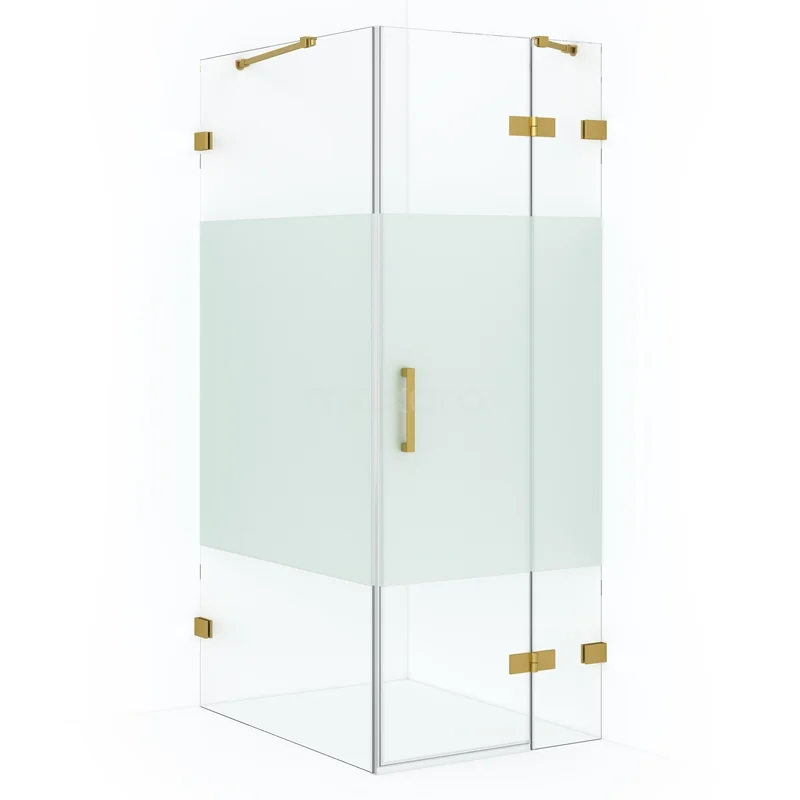 Diamond Shower enclosure | 100x90 cm Gold Clear with matt strip Pivot door Rectangle CDB223610423GG