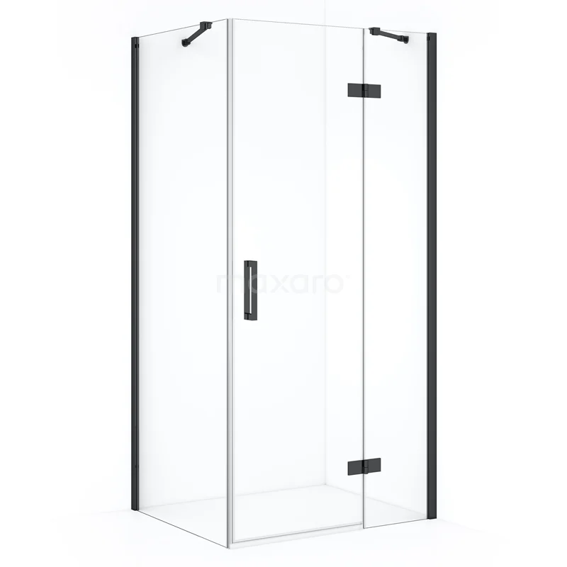 Diamond Shower enclosure | 120x80 cm Black chrome Clear glass Pivot door Rectangle CDB226608410BCN