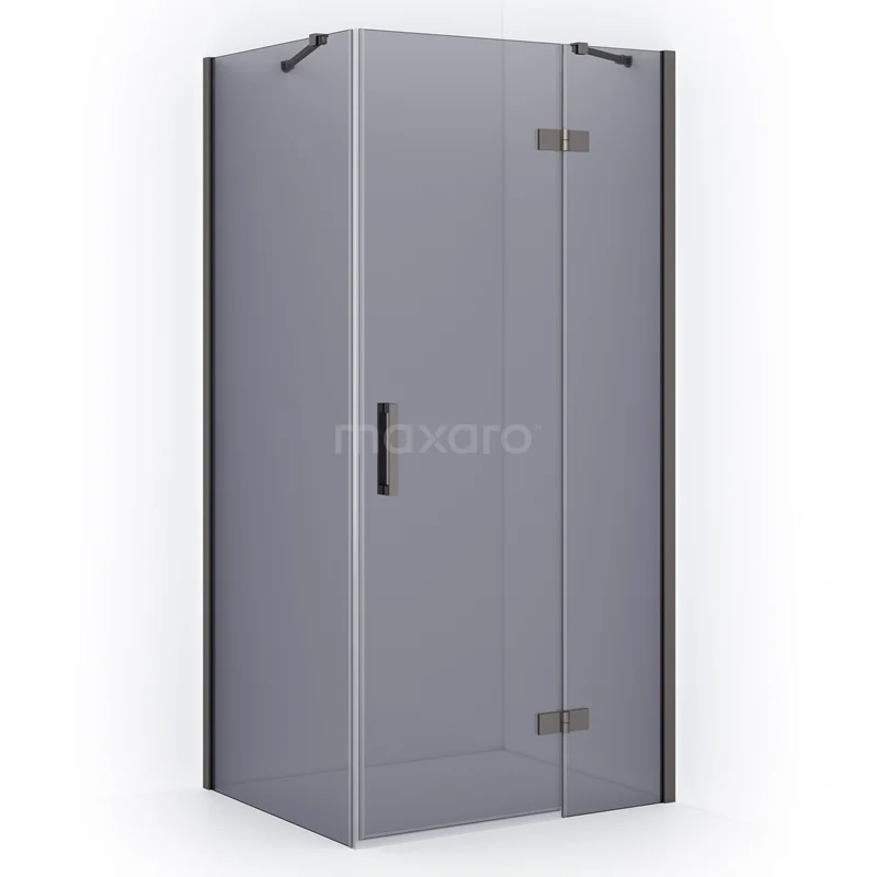 Diamond Shower enclosure | 120x80 cm Black metal Smoke glass Pivot door Rectangle CDB226608411ZMN