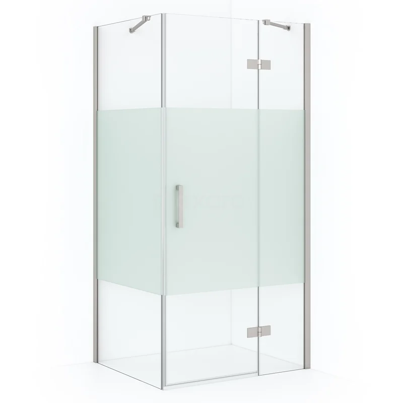 Diamond Shower enclosure | 110x80 cm Stainless steel Clear with matt strip Pivot door Rectangle CDB226508413BR