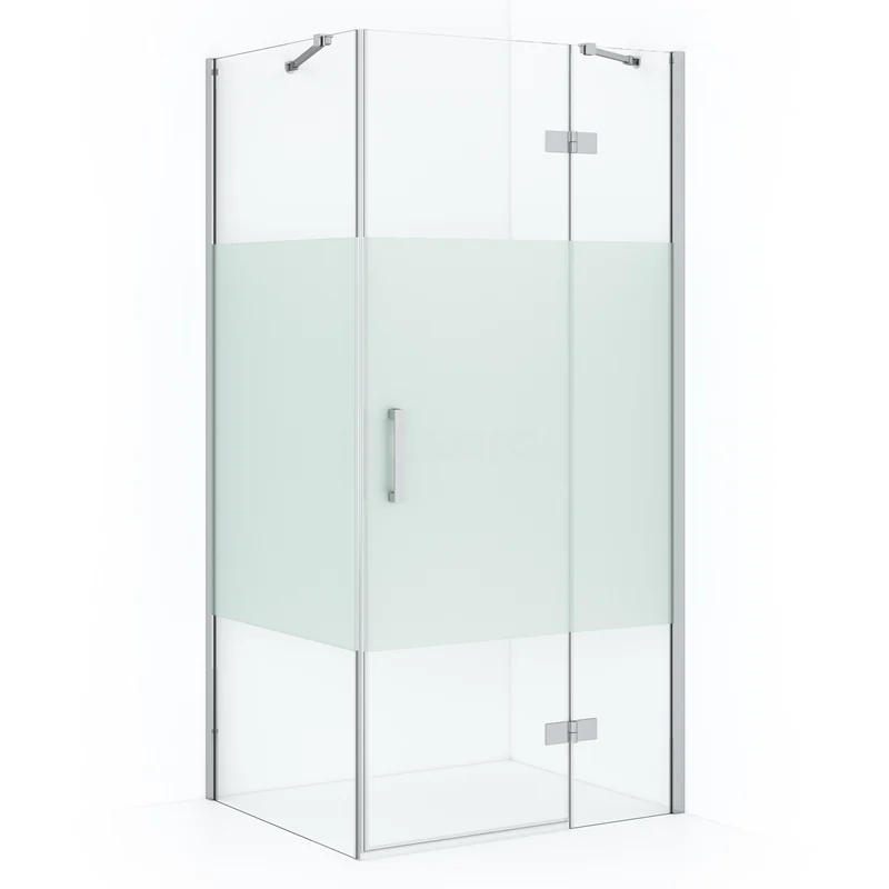 Diamond Shower enclosure | 110x80 cm Chrome Clear with matt strip Pivot door Rectangle CDB226508413C