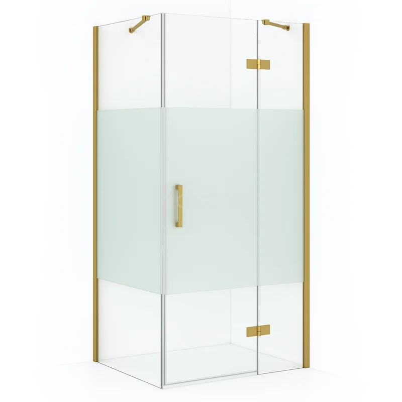 Diamond Shower enclosure | 110x80 cm Gold Clear with matt strip Pivot door Rectangle CDB226508413GGN