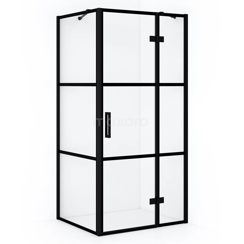 Diamond Shower enclosure | 110x80 cm Matte black Clear with 4 black stripes Pivot door Rectangle CDB226508418MB