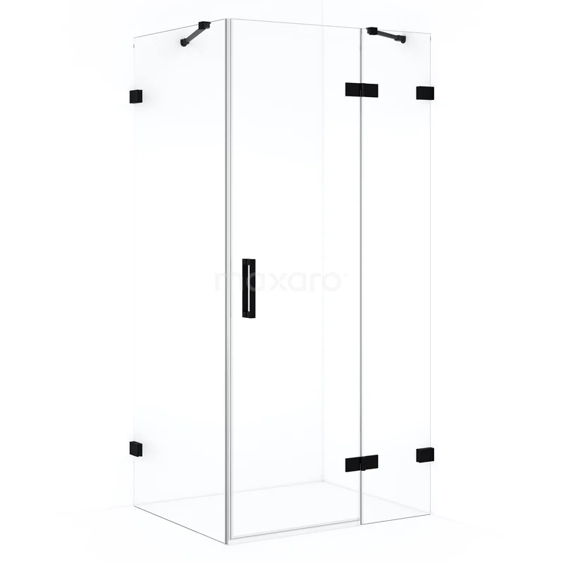 Diamond Shower enclosure | 110x80 cm Matte black Clear glass Pivot door Rectangle CDB226508420MB