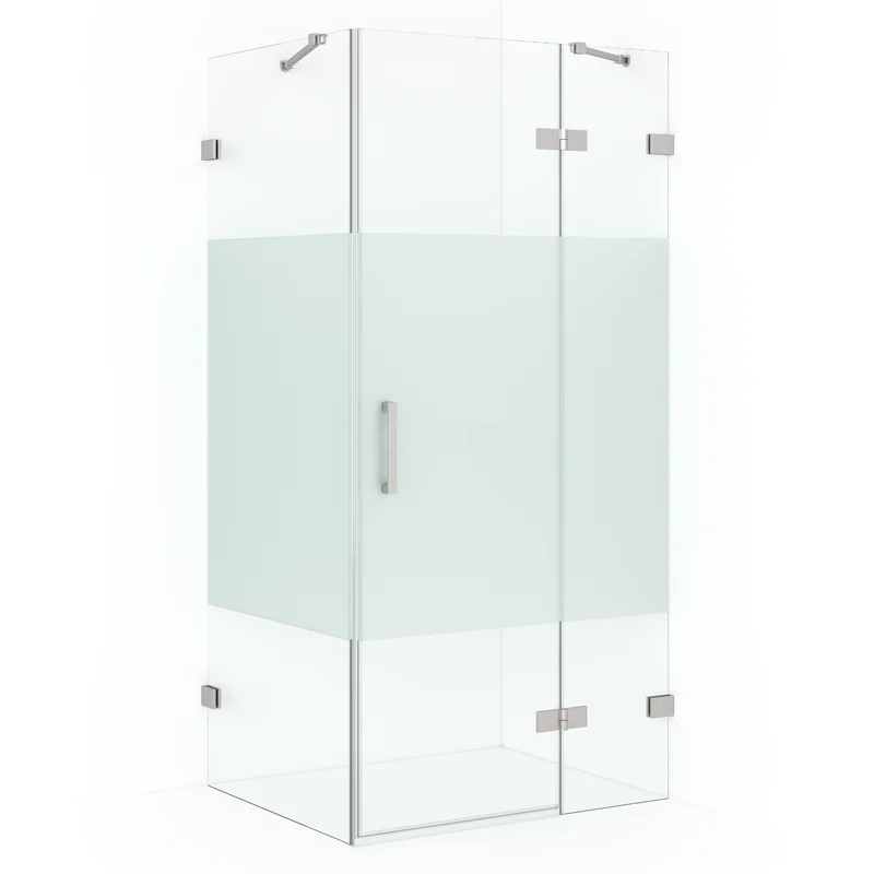 Diamond Shower enclosure | 120x80 cm Stainless steel Clear with matt strip Pivot door Rectangle CDB226608423BR