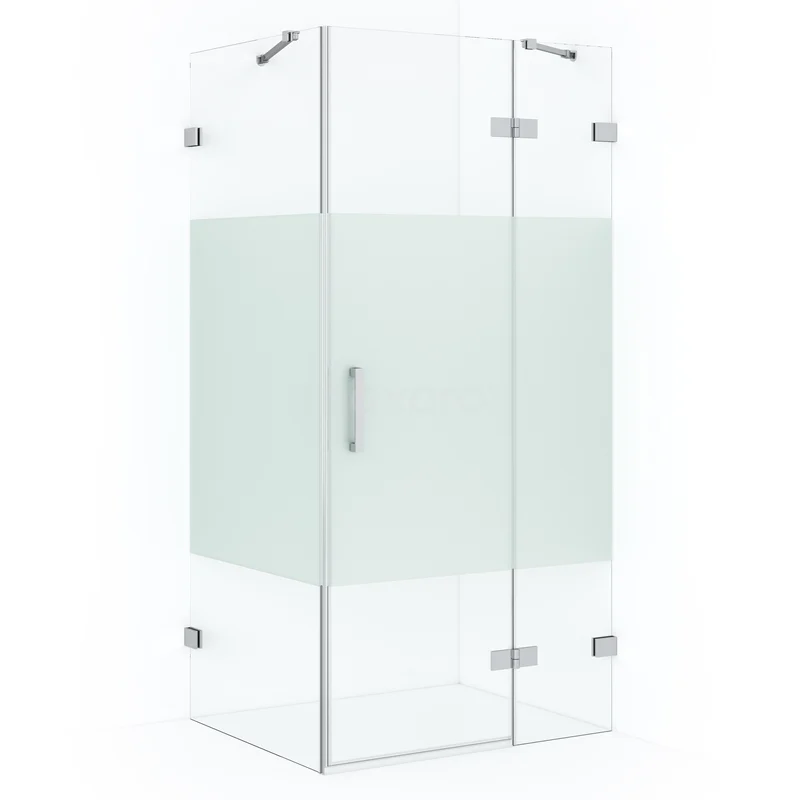 Diamond Shower enclosure | 120x80 cm Chrome Clear with matt strip Pivot door Rectangle CDB226608423C