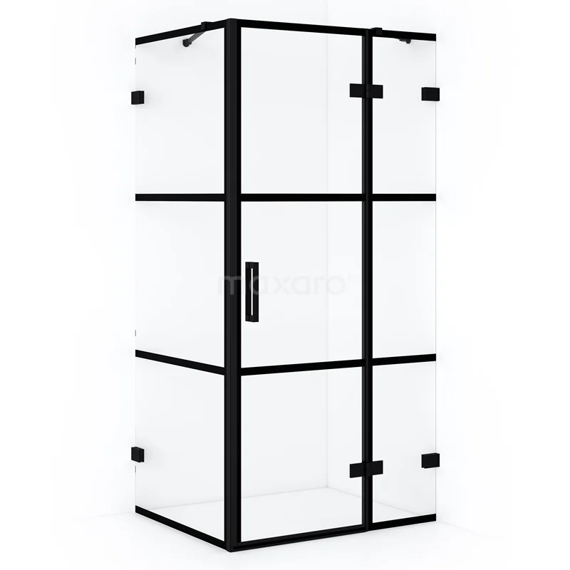 Diamond Shower enclosure | 110x80 cm Matte black Clear with 4 black stripes Pivot door Rectangle CDB226508428MB