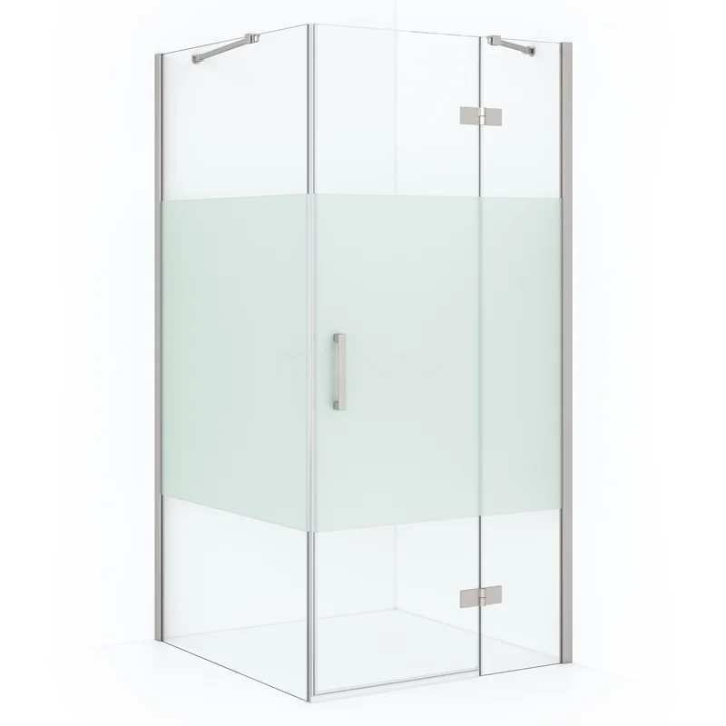 Diamond Shower enclosure | 100x100 cm Stainless steel Clear with matt strip Pivot door Square CDB224610413BR