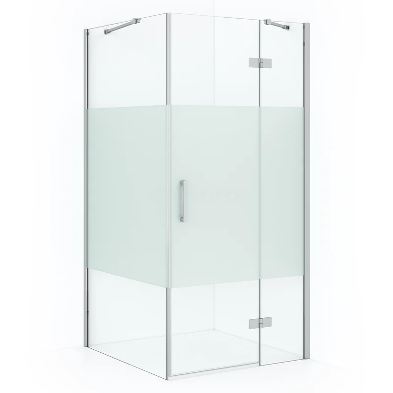 Diamond Shower enclosure | 100x100 cm Chrome Clear with matt strip Pivot door Square CDB224610413C