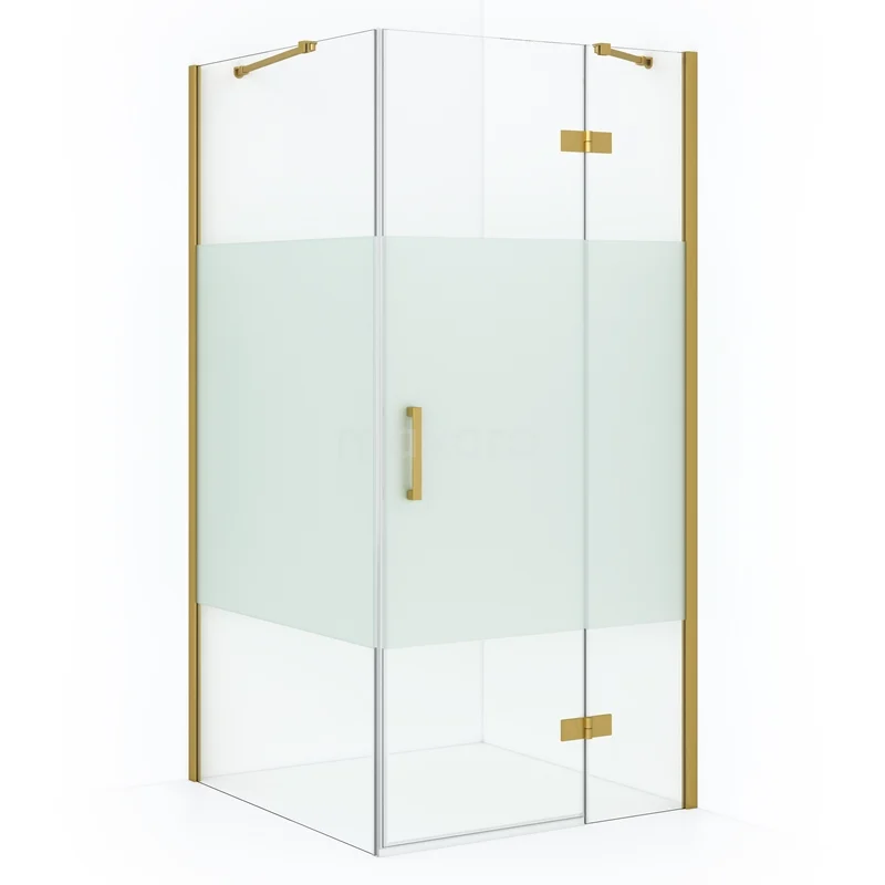 Diamond Shower enclosure | 100x100 cm Gold Clear with matt strip Pivot door Square CDB224610413GGN