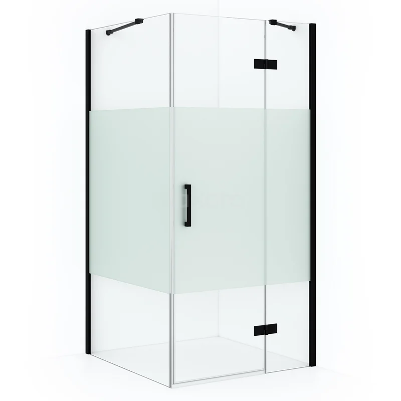 Diamond Shower enclosure | 120x100 cm Matte black Clear with matt strip Pivot door Rectangle CDB226610413MB