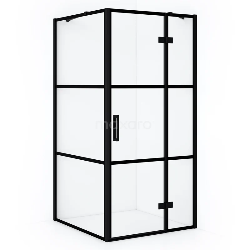 Diamond Shower enclosure | 110x100 cm Matte black Clear with 4 black stripes Pivot door Rectangle CDB226510418MB