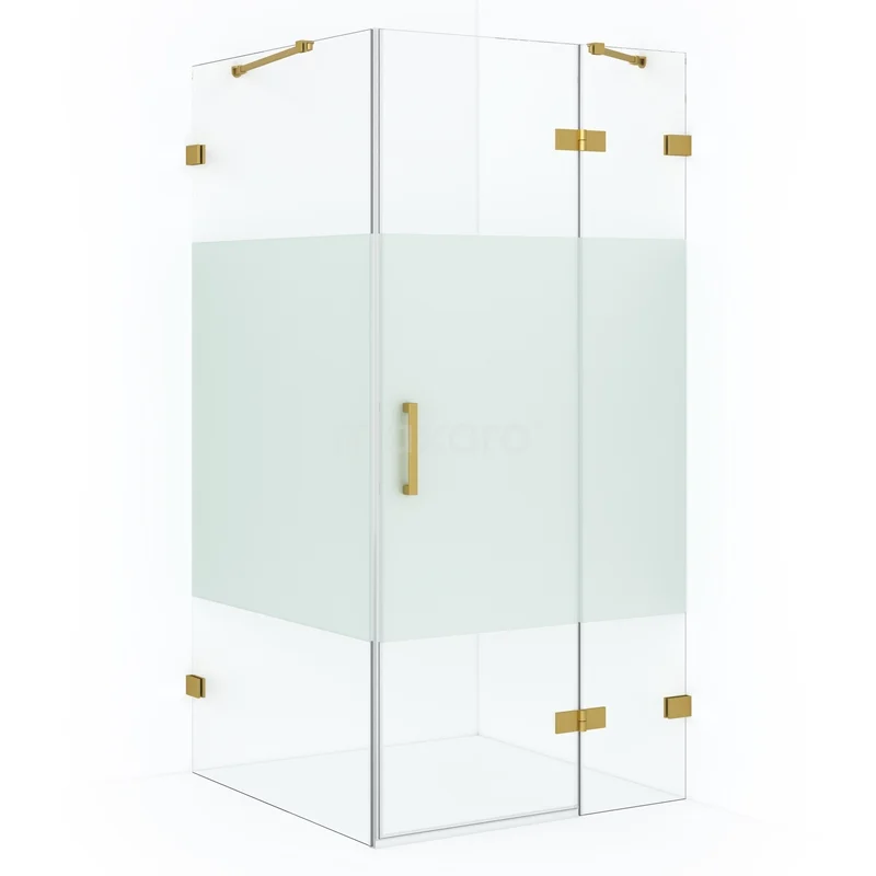 Diamond Shower enclosure | 100x90 cm Gold Clear with matt strip Pivot door Rectangle CDB224609423GG