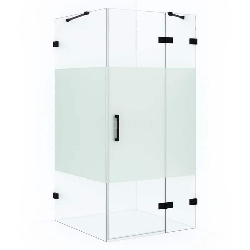 Diamond Shower enclosure | 120x90 cm Matte black Clear with matt strip Pivot door Rectangle CDB226609423MB