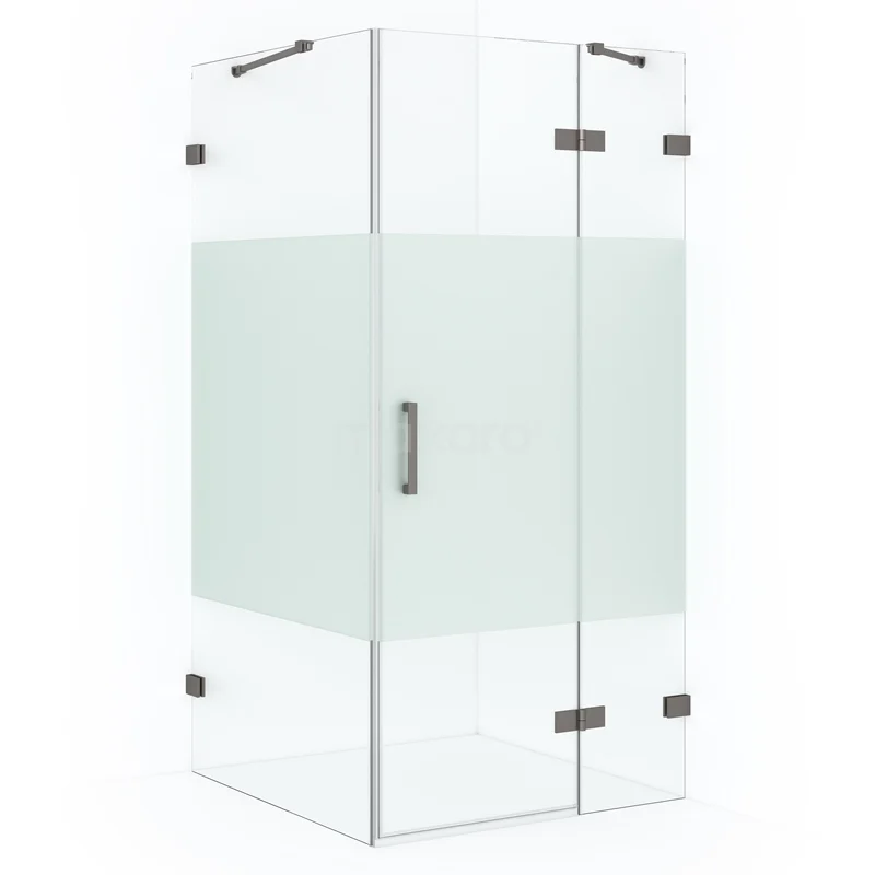 Diamond Shower enclosure | 110x100 cm Black metal Clear with matt strip Pivot door Rectangle CDB226510423ZM