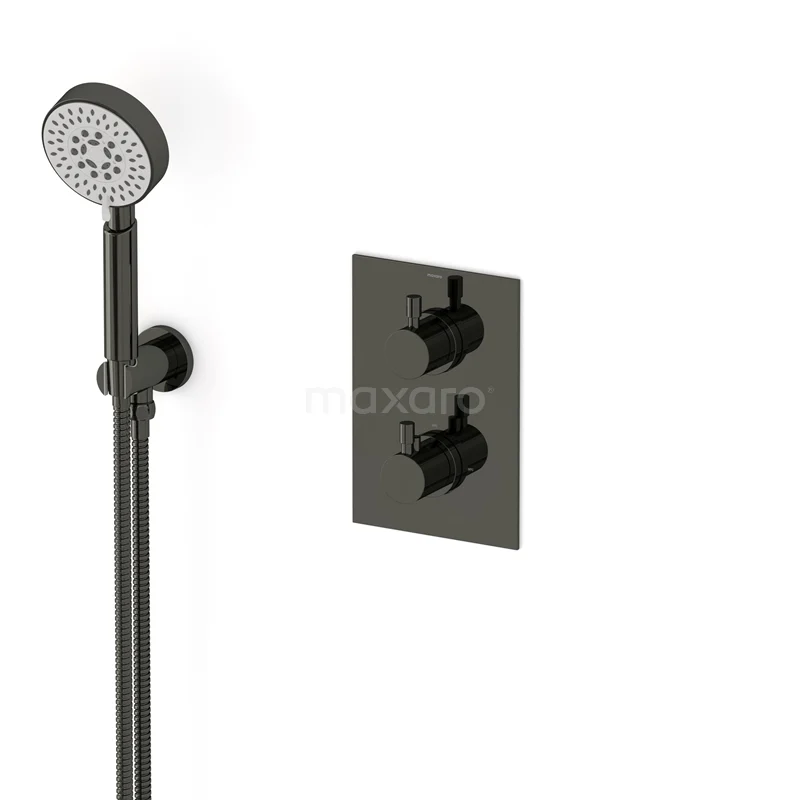 Radius Unterputz-Brausegarnitur | Schwarzchrom Thermostatarmatur mit Handbrause 5 Positionen AIB55-00009 Radius Unterputz-Brausegarnitur | Schwarzchrom Thermostatarmatur mit Handbrause 5 Positionen AIB55-00009