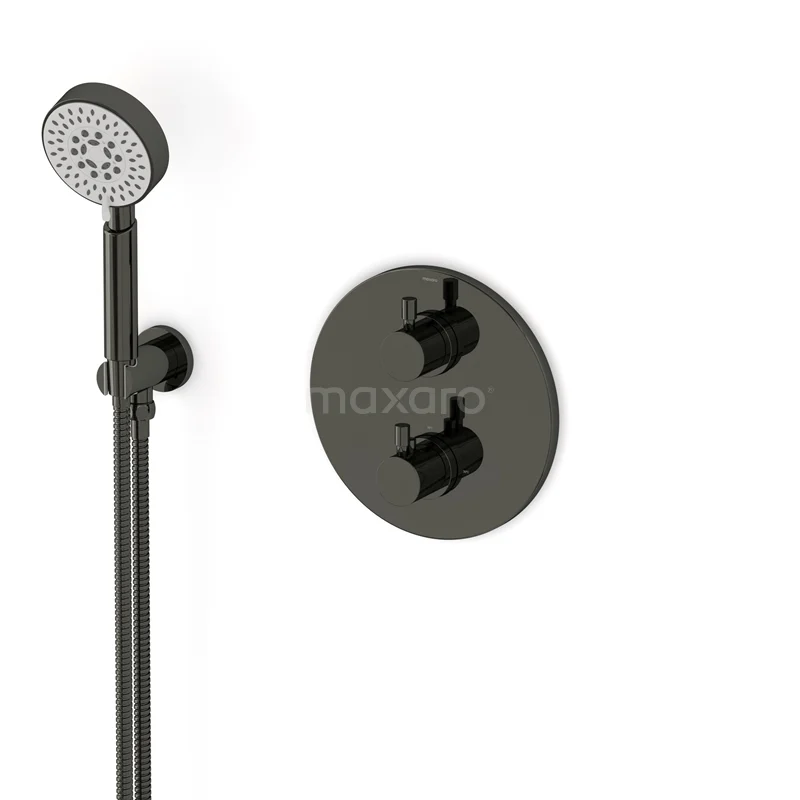 Radius Unterputz-Brausegarnitur | Schwarzchrom Thermostatarmatur mit Handbrause 5 Positionen AIB55-00019 Radius Unterputz-Brausegarnitur | Schwarzchrom Thermostatarmatur mit Handbrause 5 Positionen AIB55-00019