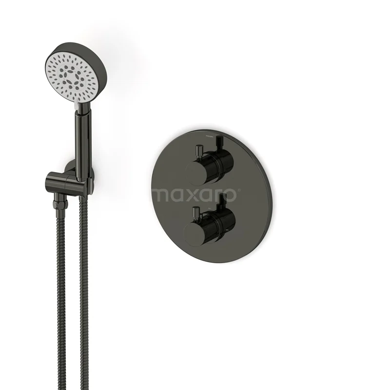 Radius Unterputz-Brausegarnitur | Schwarzchrom Thermostatarmatur mit Handbrause 5 Positionen AIB55-00020 Radius Unterputz-Brausegarnitur | Schwarzchrom Thermostatarmatur mit Handbrause 5 Positionen AIB55-00020