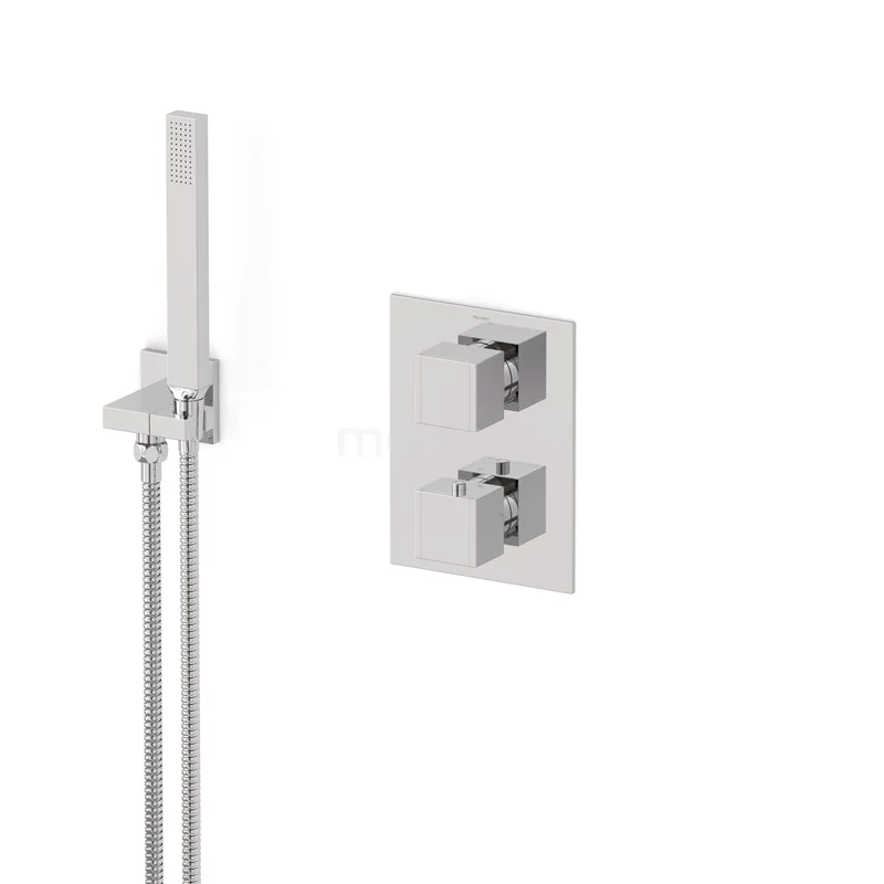 Cubic concealed shower mixer set | Chrome Thermostatic mixer with handheld shower 1 position AIC22-00005