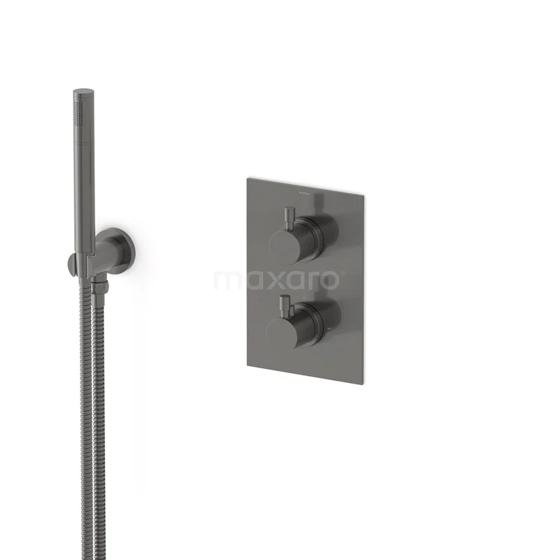 Radius concealed shower mixer set | Black metal Thermostatic mixer with handheld shower 1 position AIM55-00004