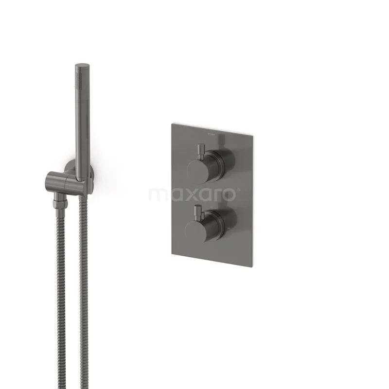 Radius concealed shower mixer set | Black metal Thermostatic mixer with handheld shower 1 position AIM55-00005