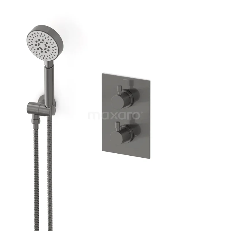 Radius Unterputz-Brausegarnitur | Schwarzes Metall Thermostatarmatur mit Handbrause 5 Positionen AIM55-00010 Radius Unterputz-Brausegarnitur | Schwarzes Metall Thermostatarmatur mit Handbrause 5 Positionen AIM55-00010